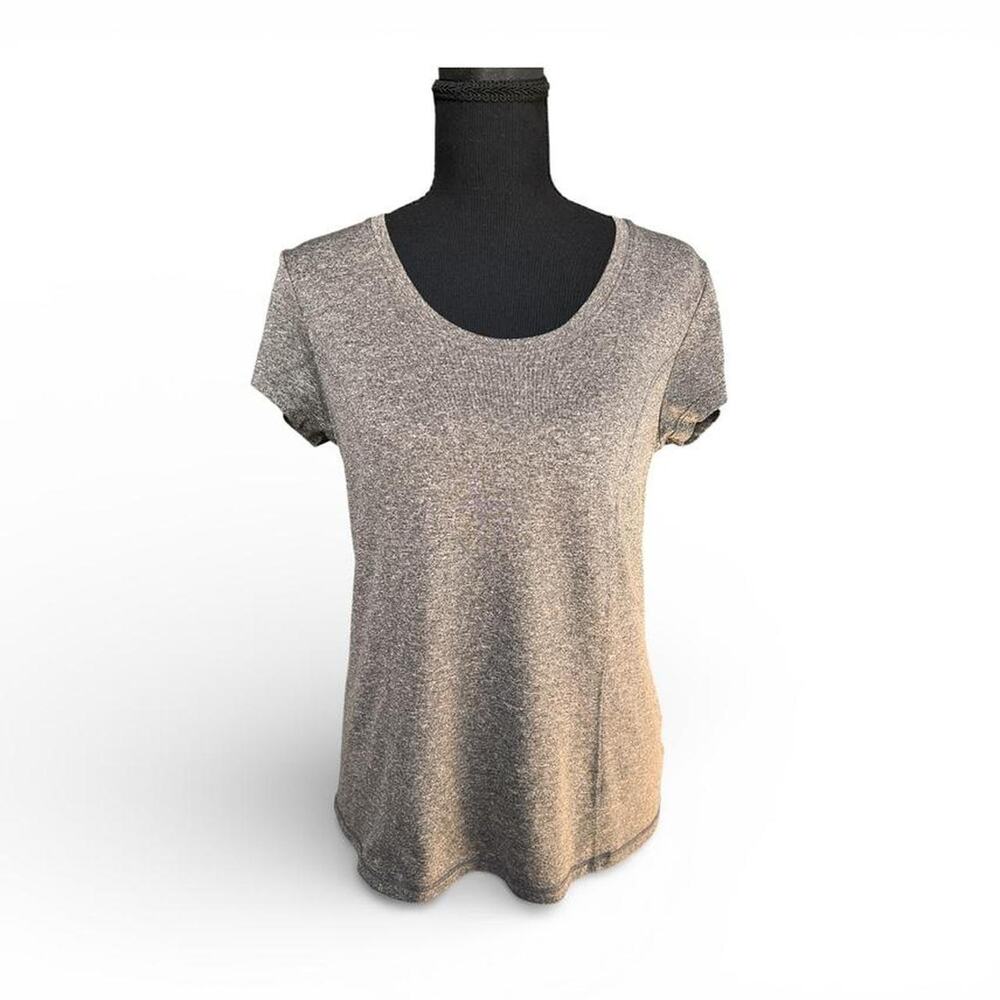 Heathered Open Back Active Tee Mesh Panel Breathable Athleisure Women’s Medium